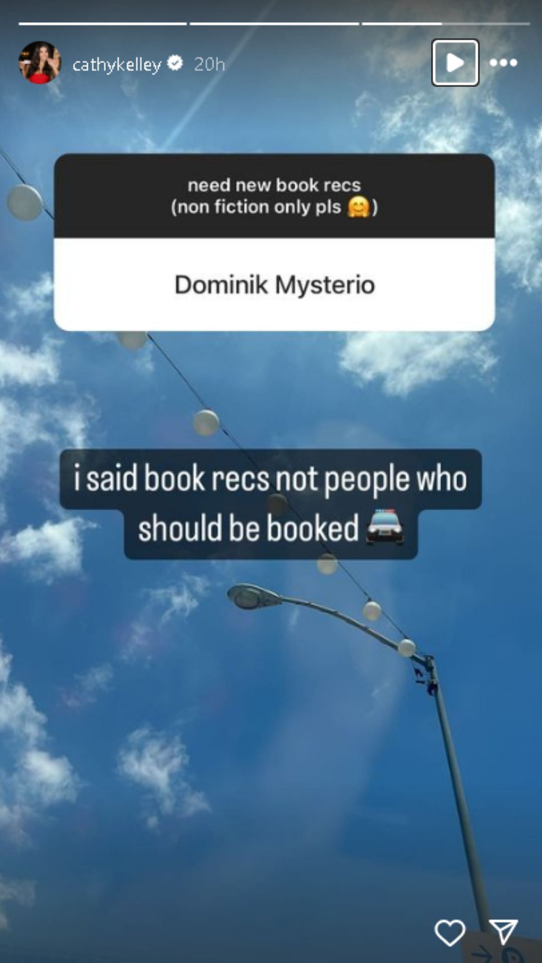 A screengrab of Cathy Kelley's Instagram Story.